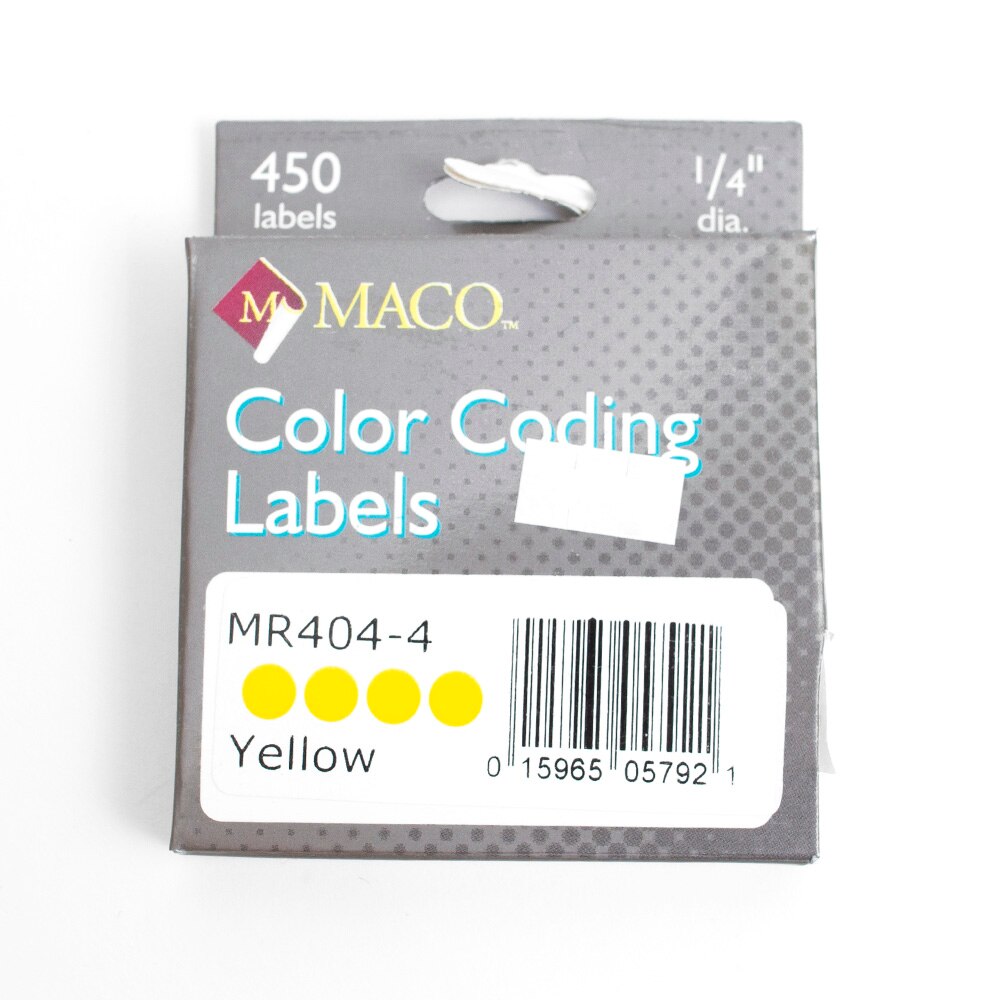 Label, Art & School, 0.25", Maco, Color Coding, Round, Permanent, 29181, Yellow